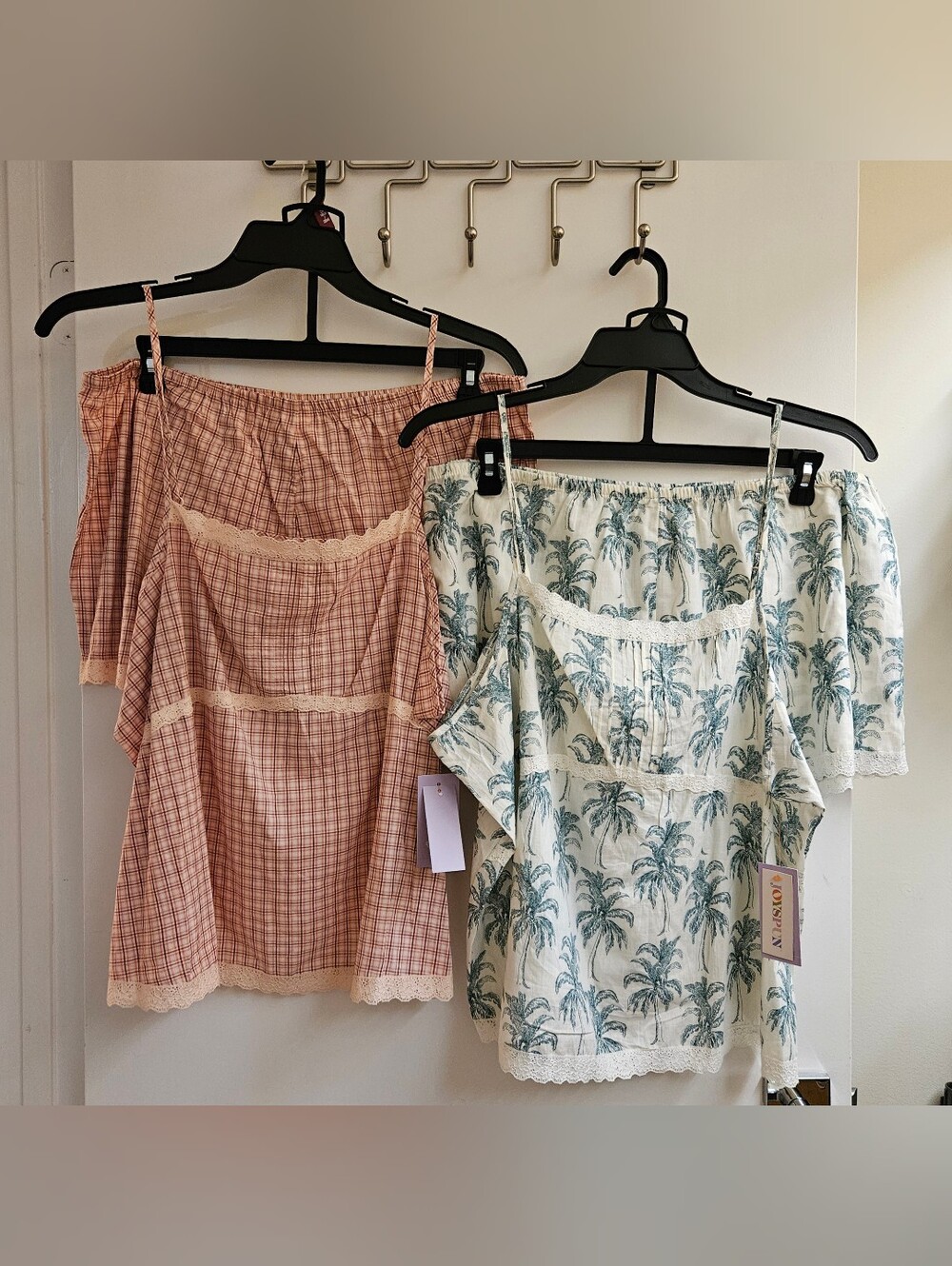 Joyspun Womens Cami Tap Short Pajama Set Lot 2X 18W 20W NWT Plaid Palm 4pc